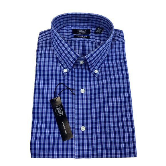 Berkley Jensen Mens Blue Dress Shirt L Wrinkle-Free Long Sleeve Button-Up - New - Picture 1 of 7